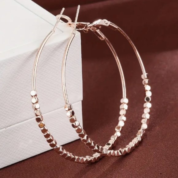 AllTheThingsJewelry Jewelry - 18k Rose Gold Plated Minimalist Hoop Earrings